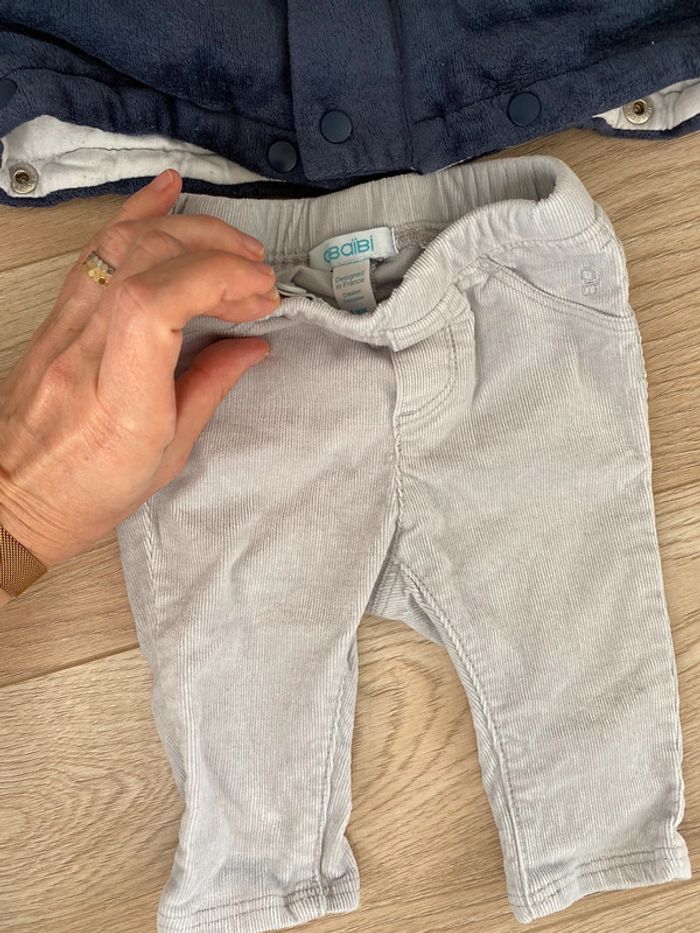 Lot manteau/ pantalon velours 3 mois - photo numéro 3