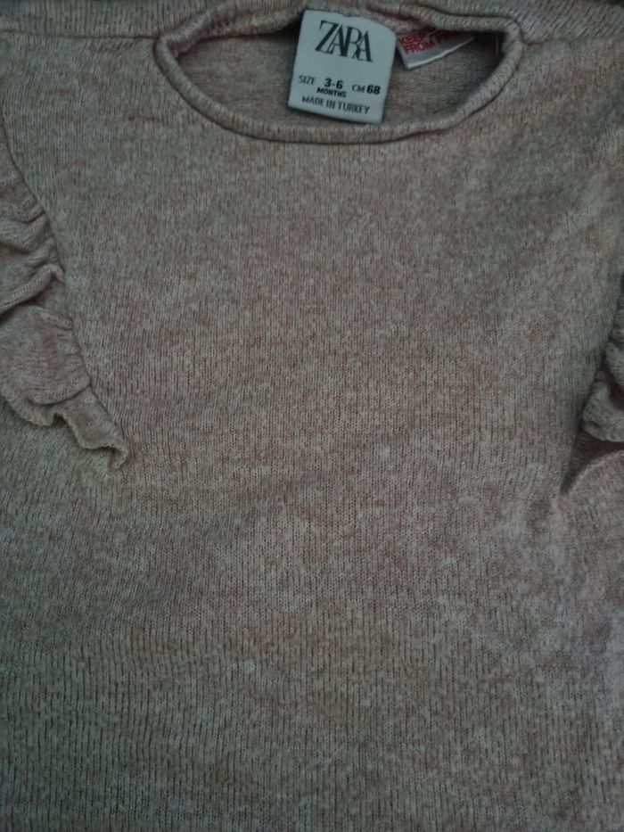 Pull lila doux avec volants 3-6mois - photo numéro 2