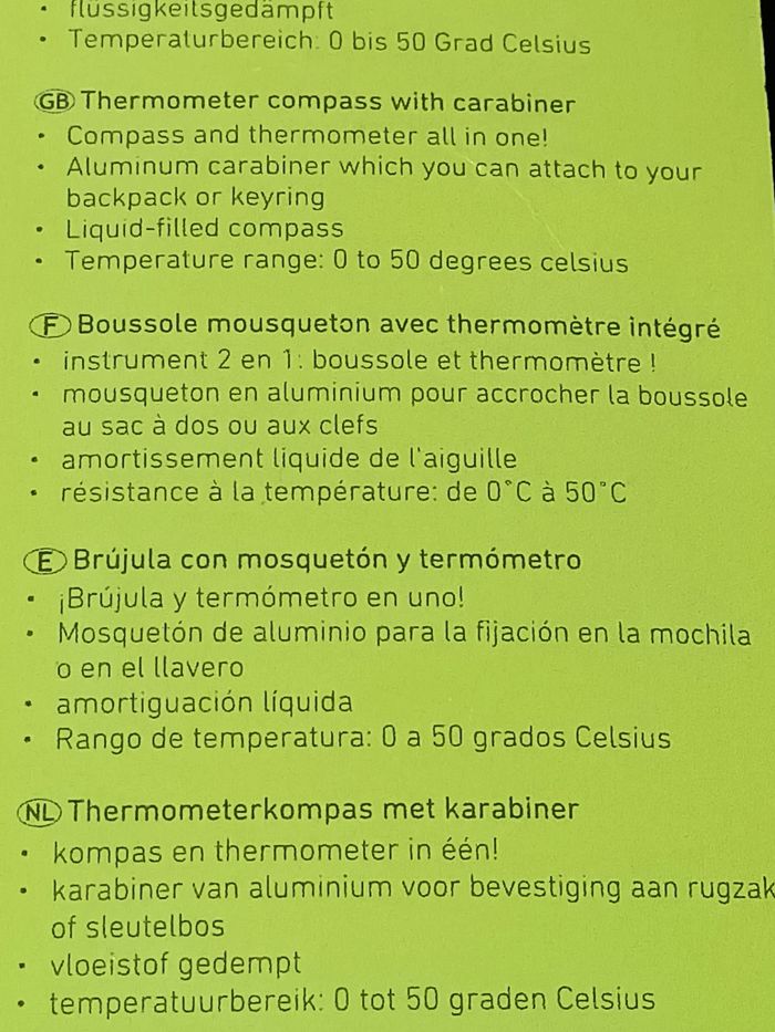 Mousqueton boussole thermomètre - photo numéro 6