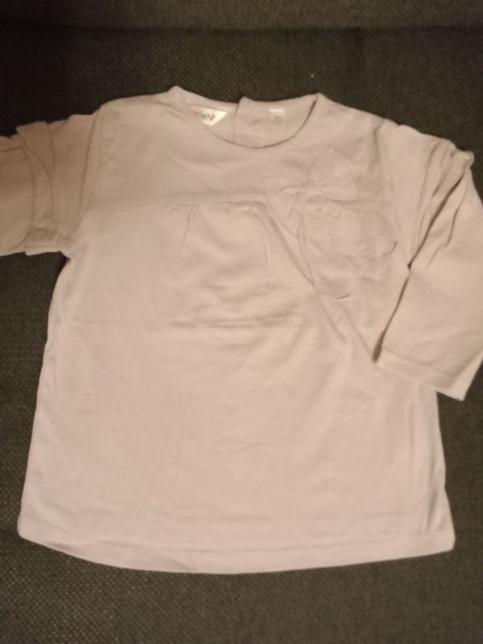 Tee shirt manches longues lilas noeud