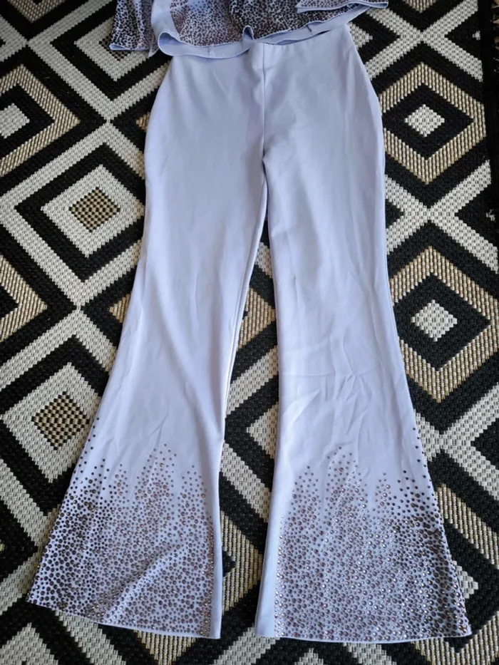 Ensemble setre en crêpe extensible orné de cristaux taille S neuf - photo numéro 4