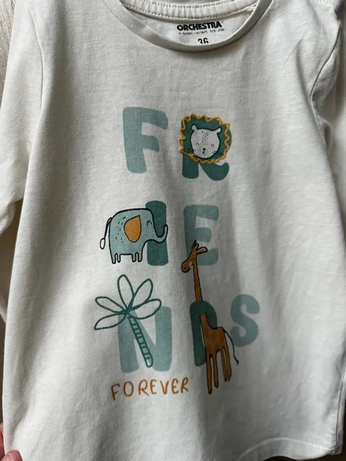T-shirt manche longue beige dinosaure orchestra 36 mois 3 ans - photo numéro 3