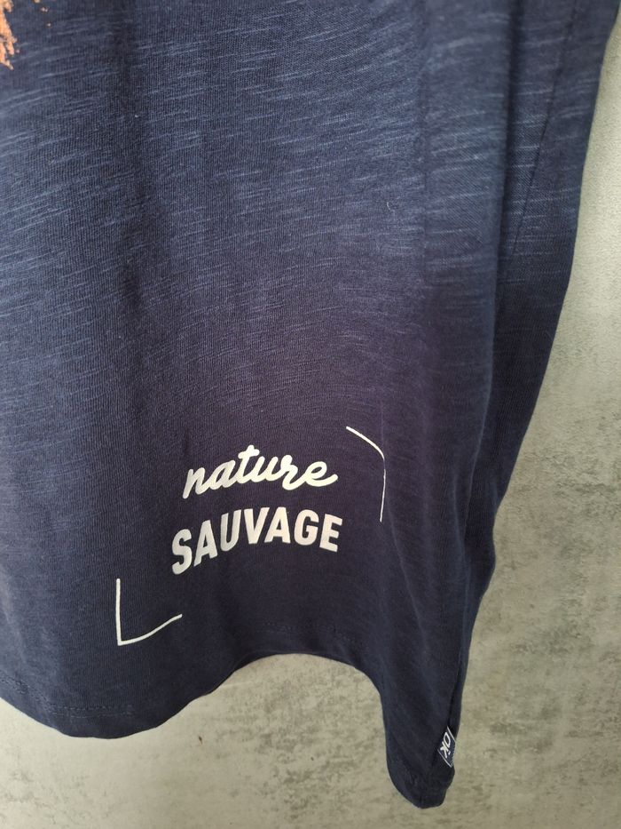 Tee-shirt bleu marine manches courtes imprimé lion - photo numéro 5