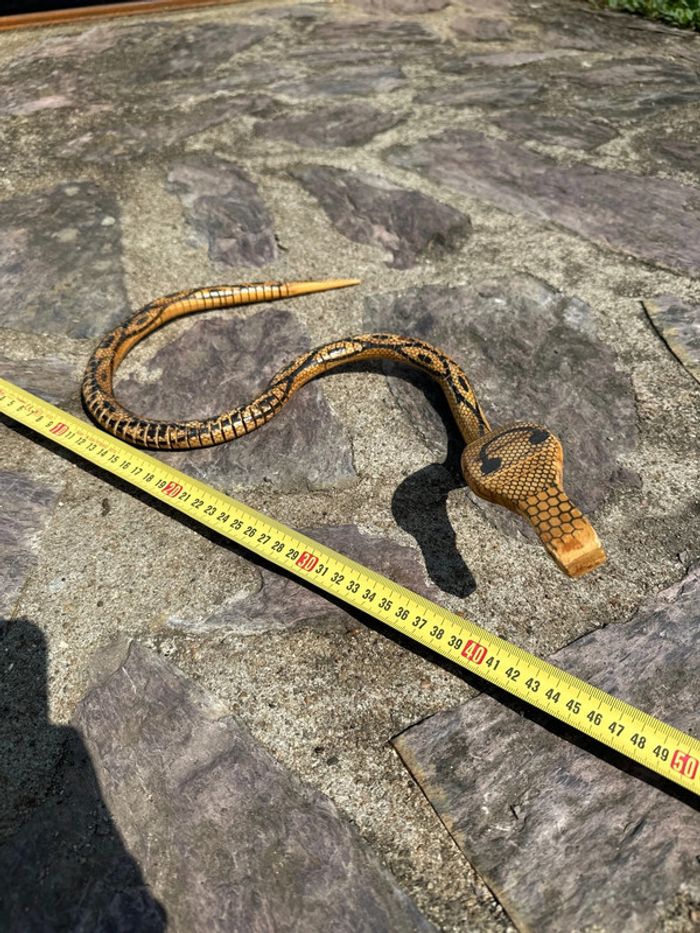 Serpent articulé en bois 80 cm – Jouet artisanal / décoration vintage - photo numéro 2