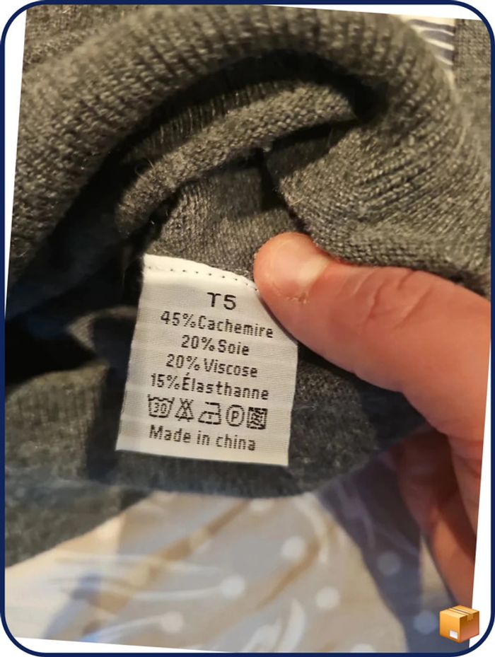 Pull col roulé avec cachemire taille L gris femme - photo numéro 4