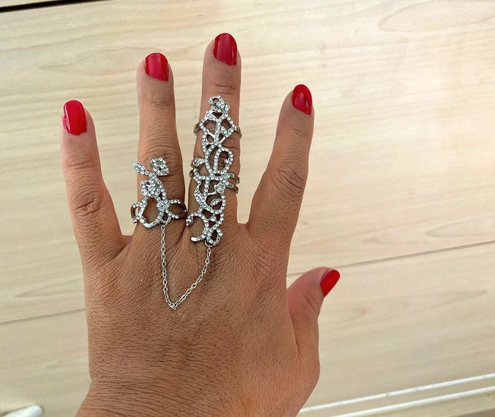 Magnifique double bague ajustable strass. - photo numéro 3