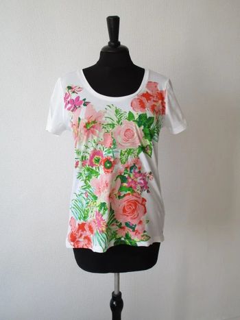 T-shirt blanc imprimé fleuri Agathe & Louise 38 TBE