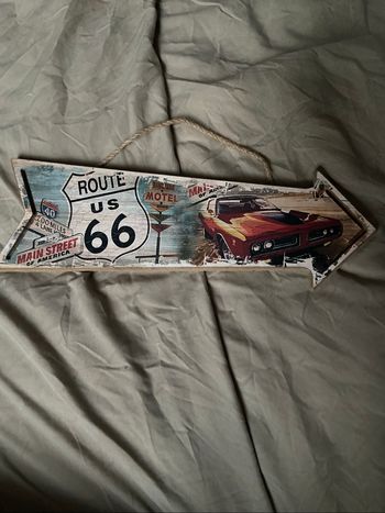 Plaque déco vintage Route 66 – flèche murale rétro