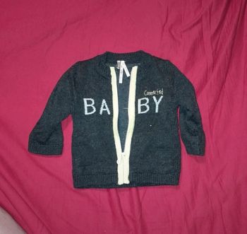 Gilet gris et pistache taille 3 mois