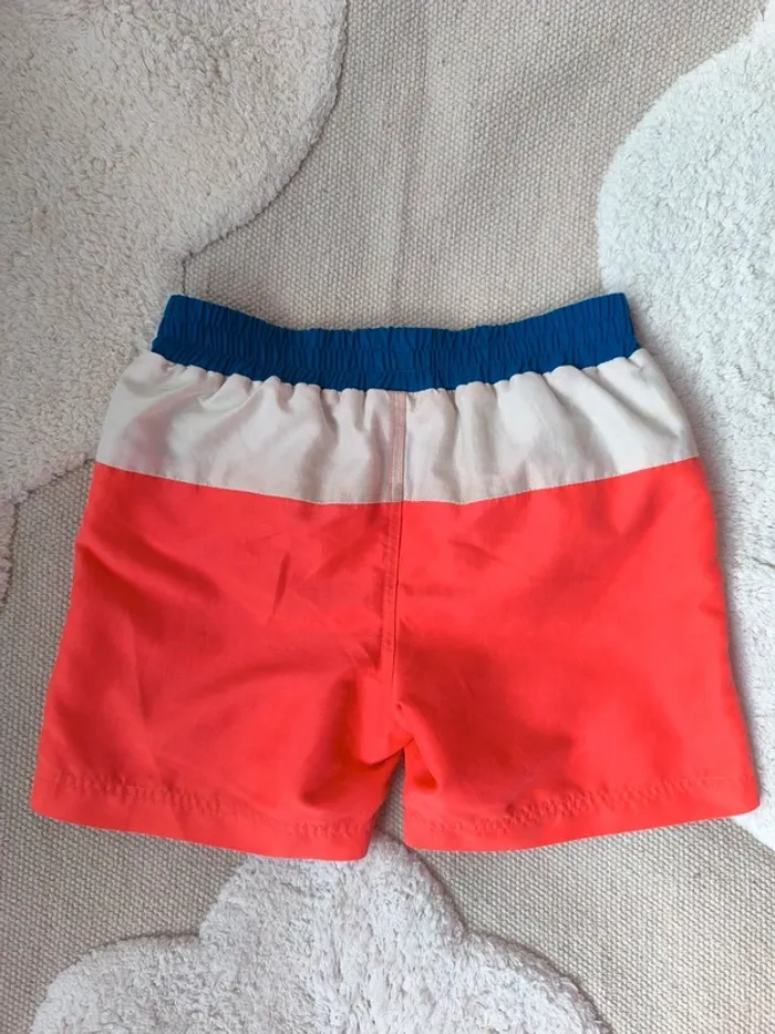 🌊 Short de bain Petit Bateau – Corail, bleu & blanc – Taille 4 ans - photo numéro 2