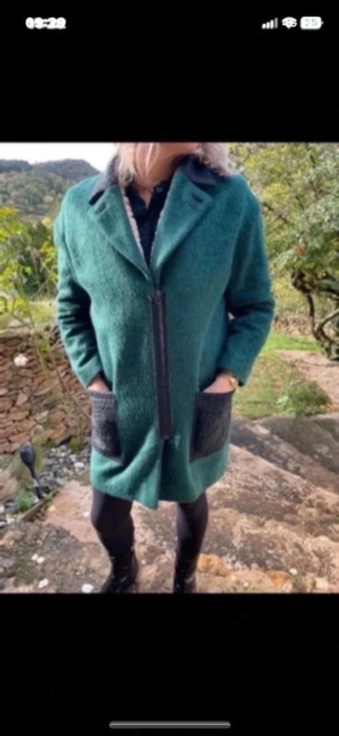 Manteau Kookaï taille 40 vert et noir excellent état - photo numéro 3