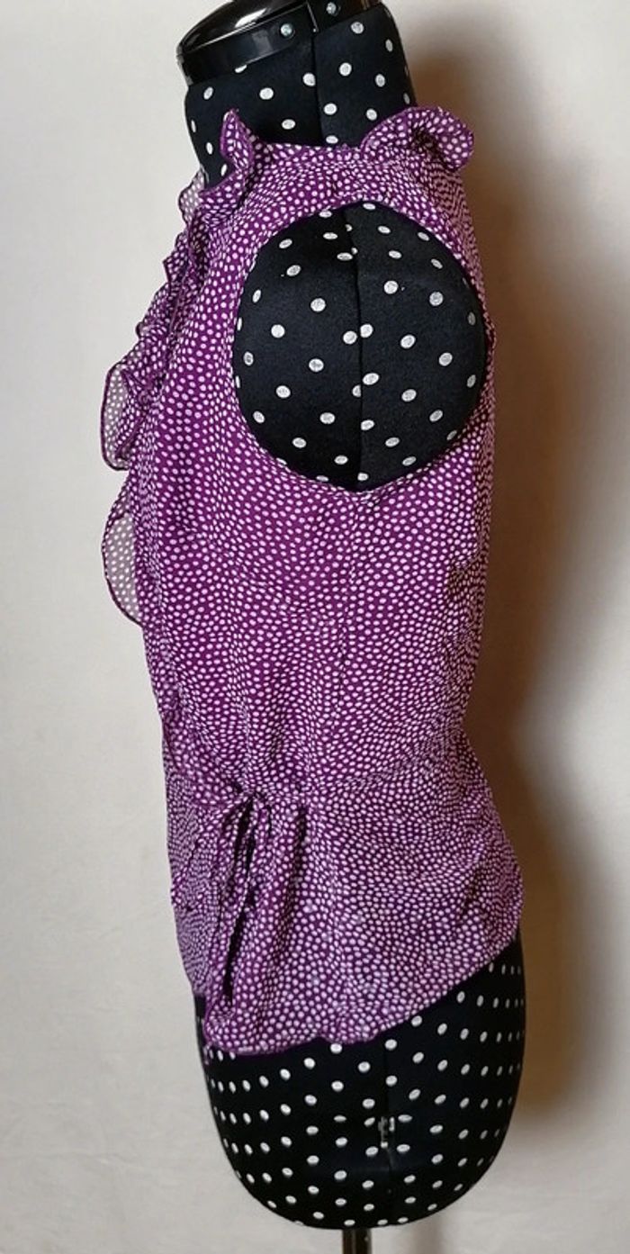 Top cache-cœur à volants violet pois blanc Taille 40 Etam - photo numéro 4