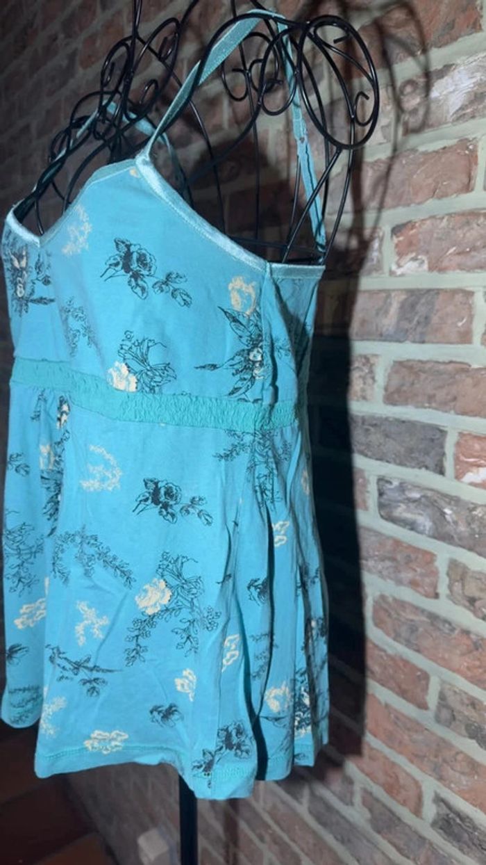 Top débardeur bleu à fleurs Taille S/M - photo numéro 8