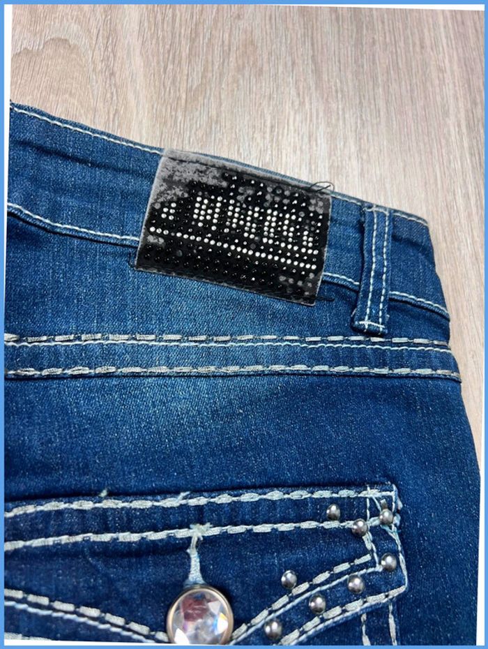 Short en jean vintage Femme Bleu marine à bijoux – Taille M - photo numéro 8