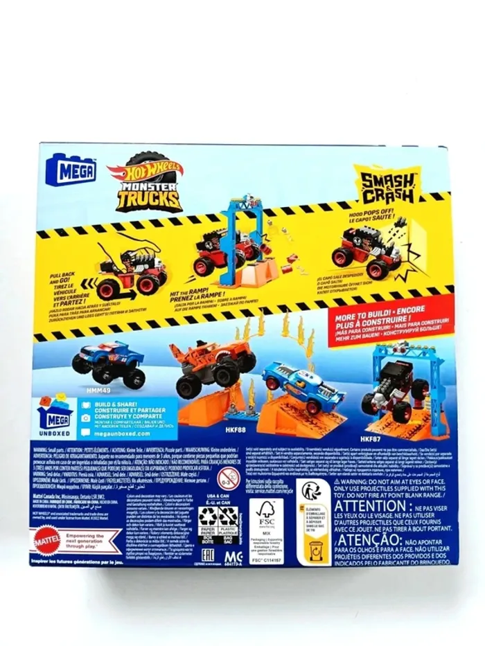 Mattel Hot Wheels MEGA Monster Trucks Smash & Crash Bone Shaker NEUF - photo numéro 2