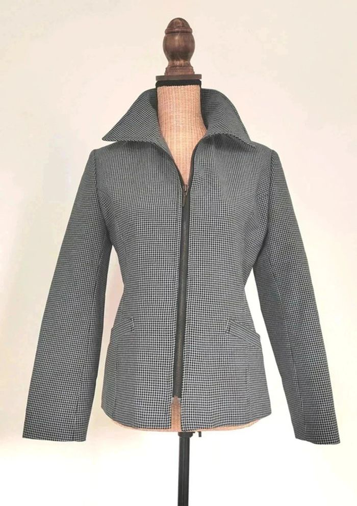 60 € Veste blazer à carreaux imprimé vichy vintage - photo numéro 2