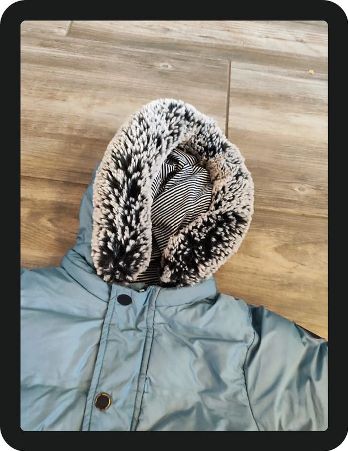 Doudoune avec capuche bleu gris Obaibi Taille 18 mois - photo numéro 2