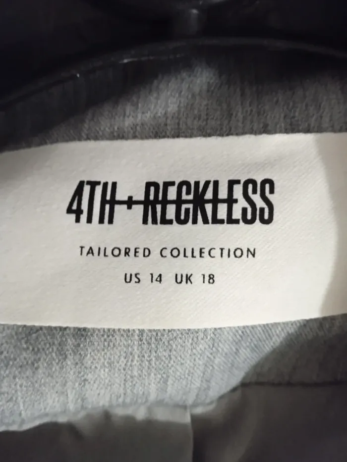 Veste femme de tayeur 4th-reckless jusqu'au genoux avec ceinture et boutons grise taille 44 - photo numéro 4
