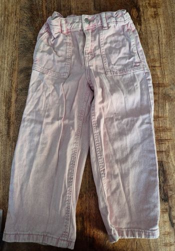 Jeans jambe large rose pâle 5 ans okaidi