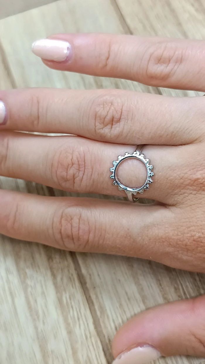 Bague acier inoxydable soleil argenté