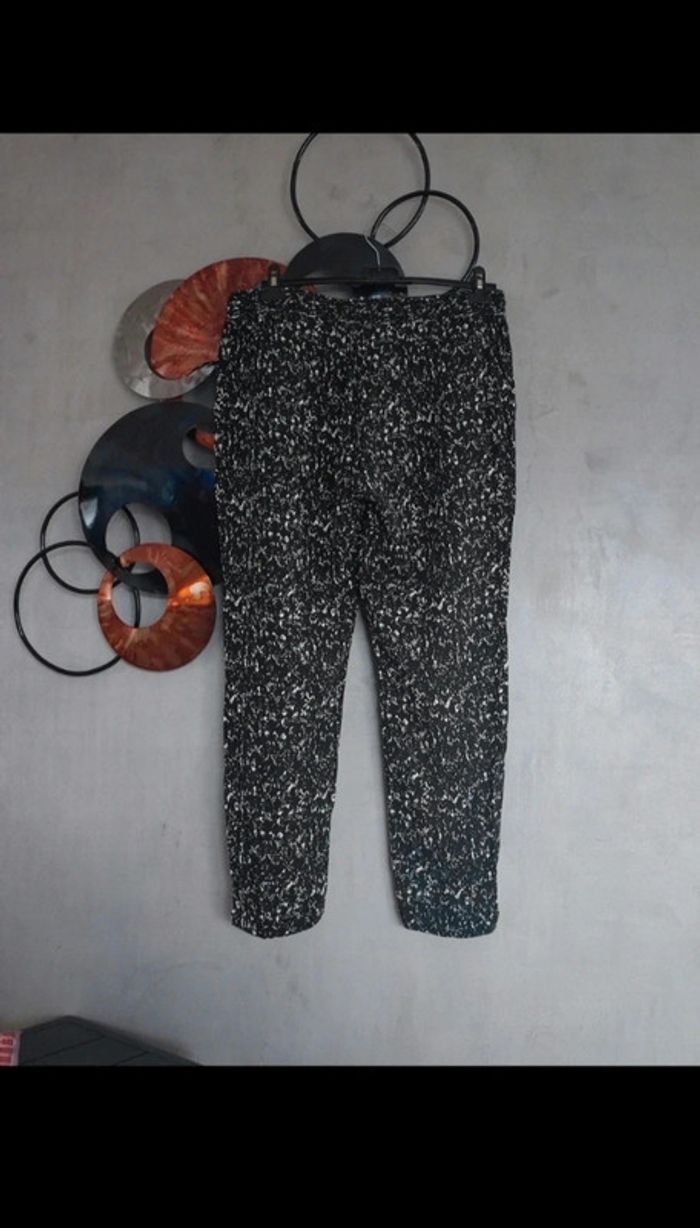 Pantalon en tissu fin souple noir et blanc Gémo - photo numéro 2
