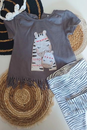 Ensemble animal zèbre 🦓 bébé fille printemps été tee-shirt manches courtes avec legging