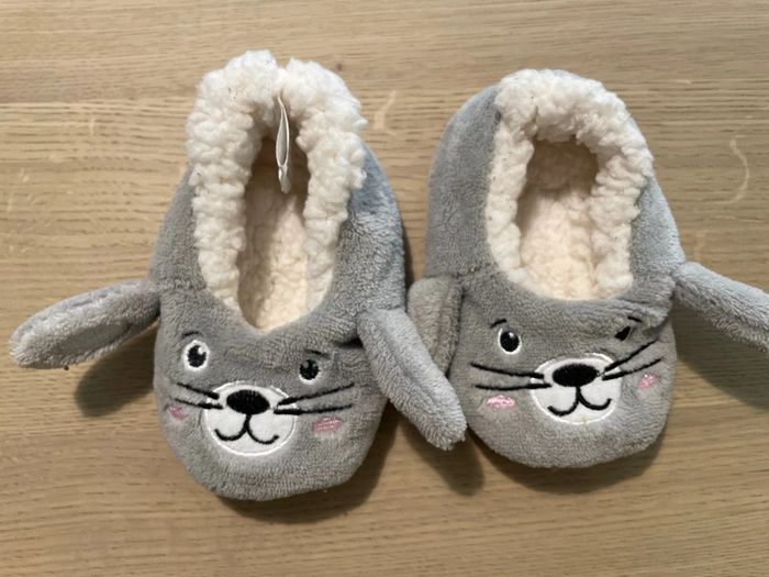 Chaussons souples lapin gris atmosphera 24/25