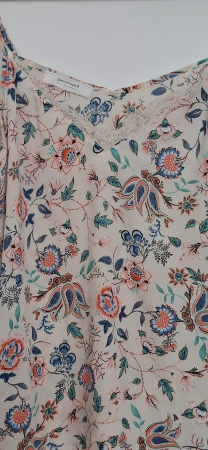 Caraco bohème chic à imprimé floral – dentelle délicate - photo numéro 3