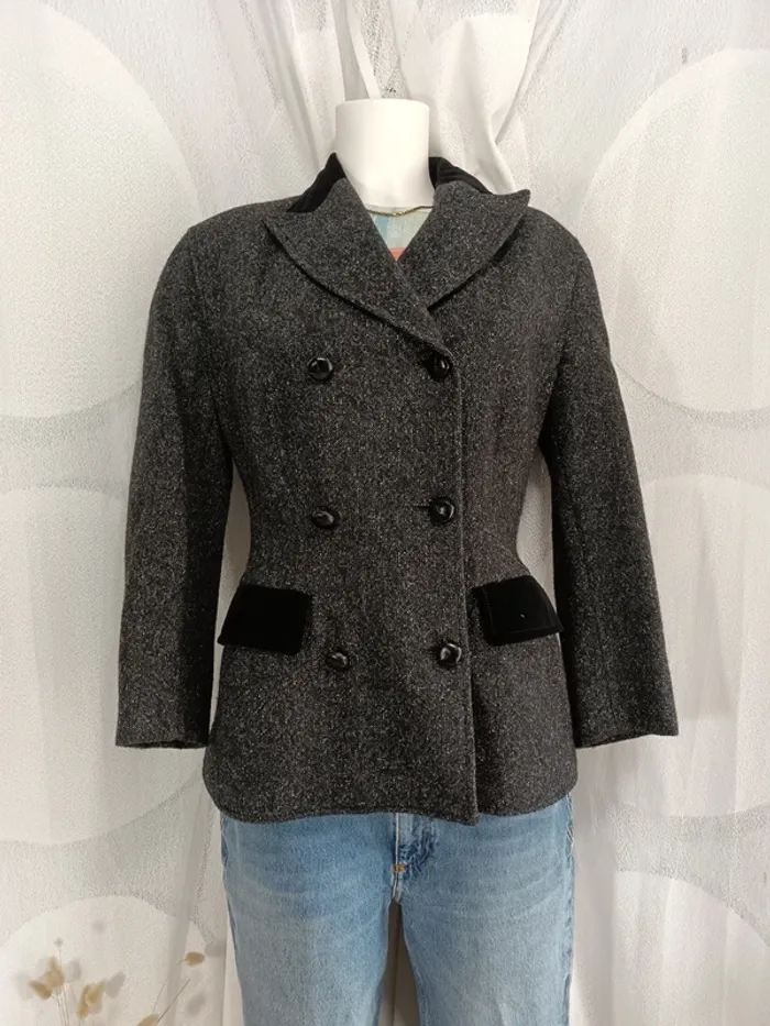 Gaultier junior "Blazer gris chiné et Velour noir" taille 40 - photo numéro 11