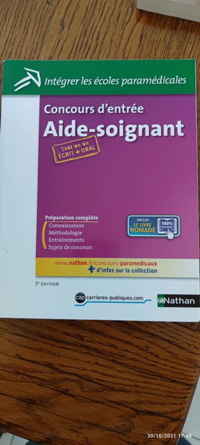 Livre concours d'entrèe aide-soignant