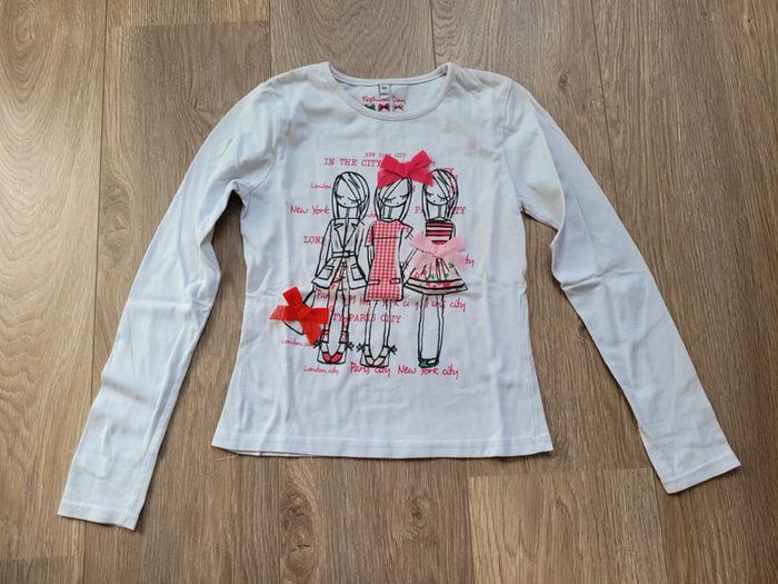 T-shirt manches longues blanc avec noeuds