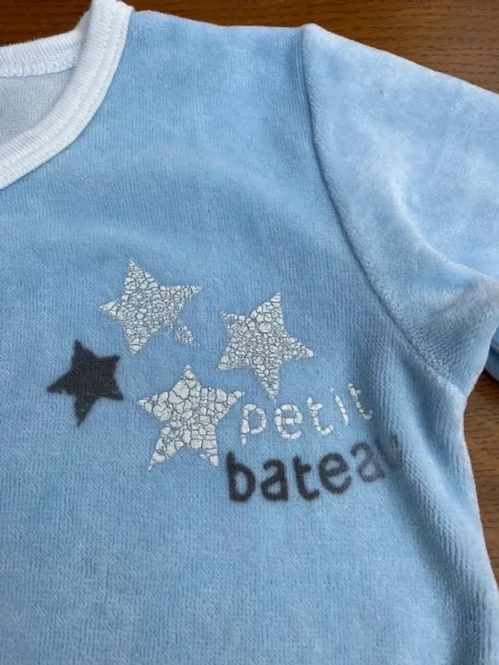 Pyjama petit bateau molletonné bleu ciel 12 mois - photo numéro 5