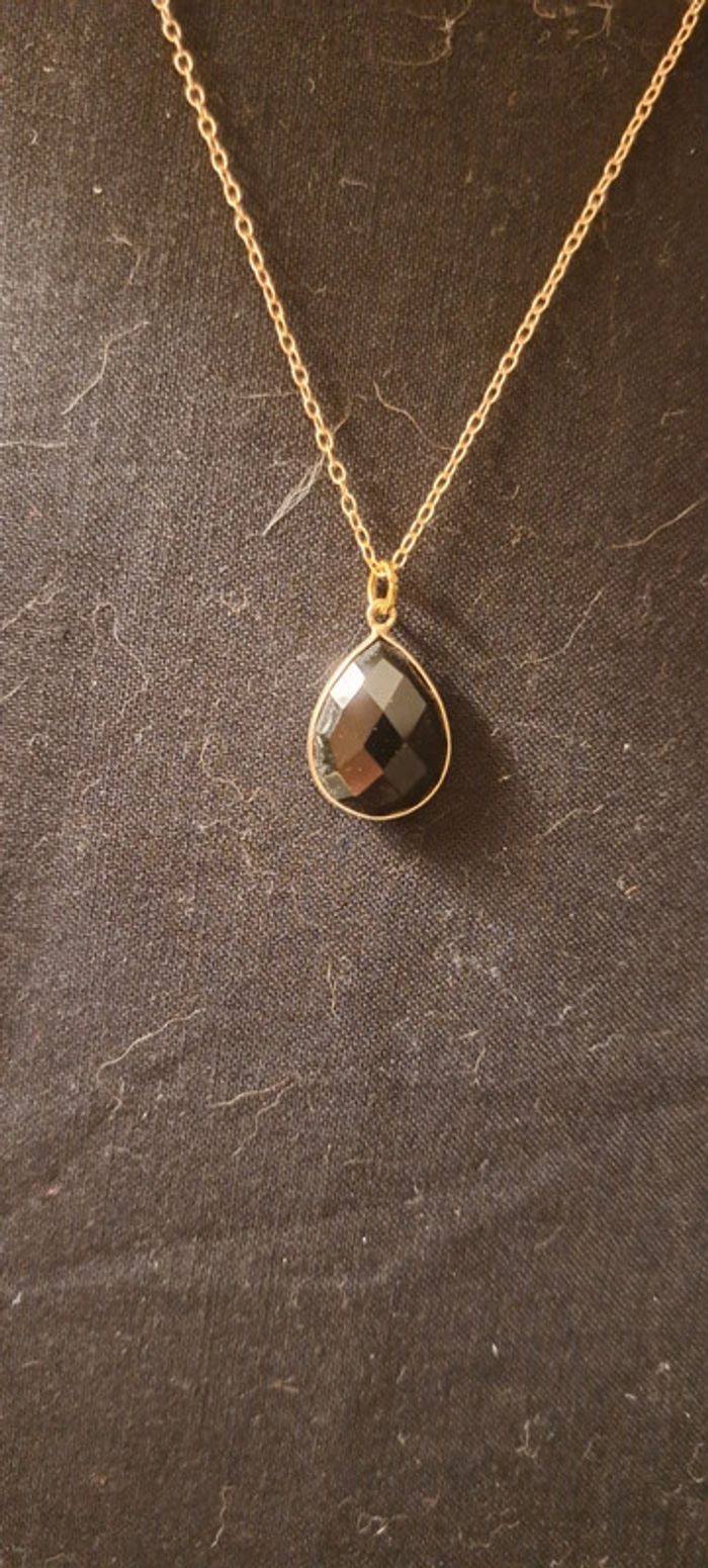 Collier onyx noir pierre gemme lithotherapie - photo numéro 3