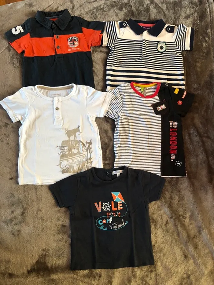 Lot de 5 t-shirts à manches courtes 12 mois - photo numéro 2