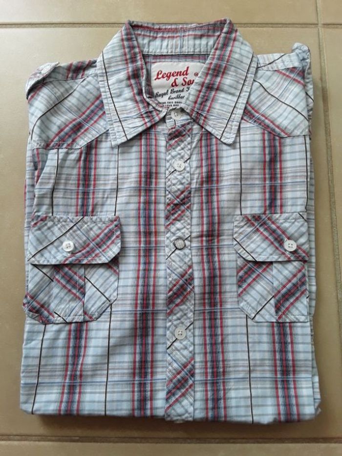 Chemise bleu ciel à rayures ML homme taille L LEGEND & SOUL TBE