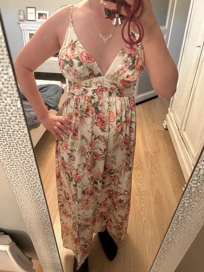 Robe longue rose