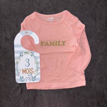 T-shirt manche longue rose Kiabi / 3 mois / Bon état
