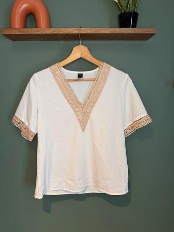 T shirt blanc et doré manches courtes femme 👚