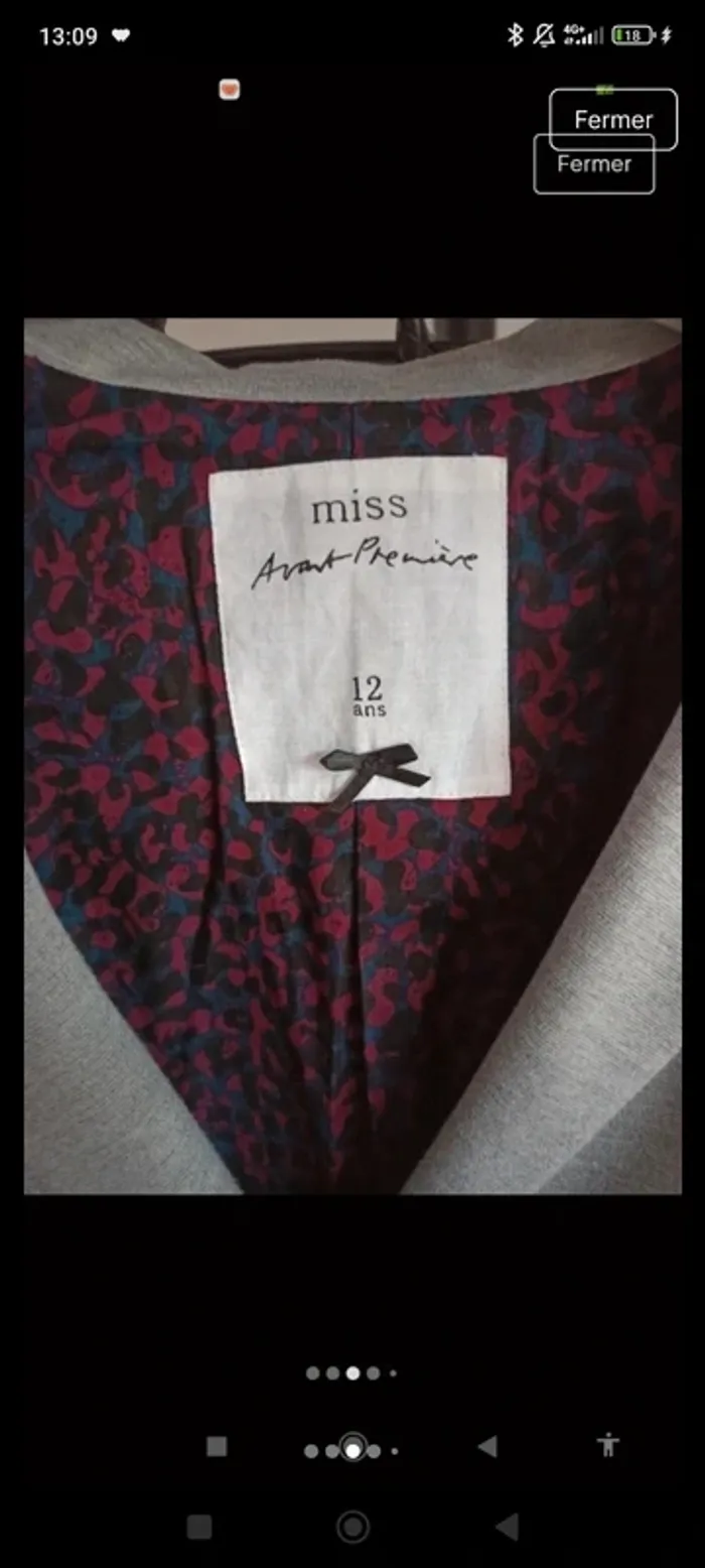 Veste grise écusson miss ça avant-première 12 ans - photo numéro 3