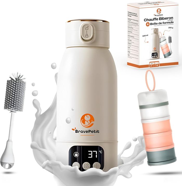 NEUF - Lot Chauffe Biberon Nomade BravePetit + Accessoires (Boîte doseuse / Brosse) - photo numéro 2