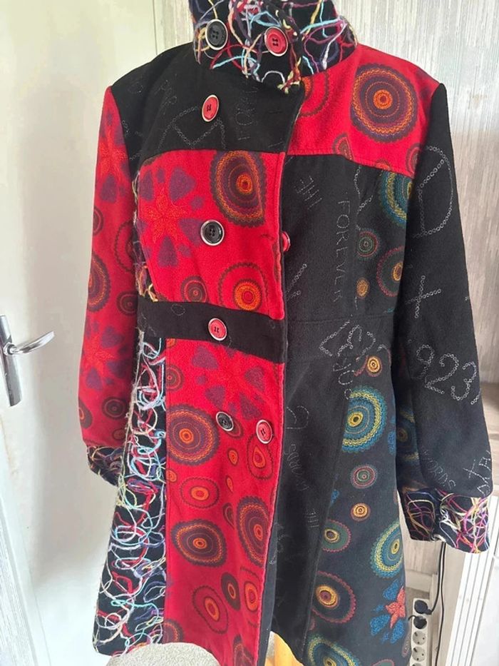 Manteau patchwork taille 58 made in italy•