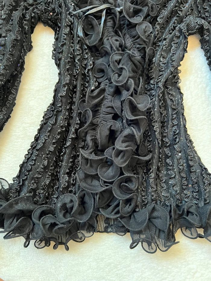 Blouse à volants froufrou pailletée Vampire Goth vintage 90s - Taille S/M - photo numéro 6