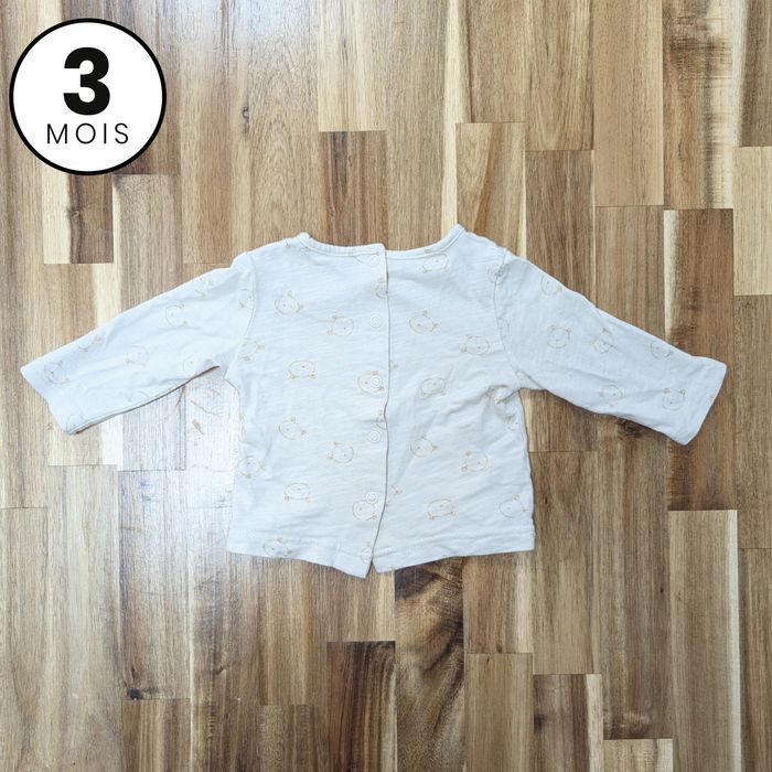 T-shirt manches longues beige - 3 mois - photo numéro 2