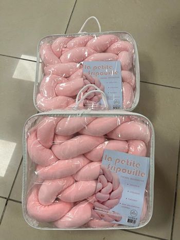 Tour de lit tressé rose total 4M