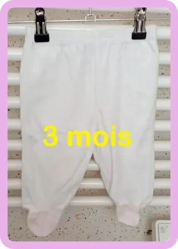 Pantalon de pyjama blanc rose Tendrement Taille 3 mois