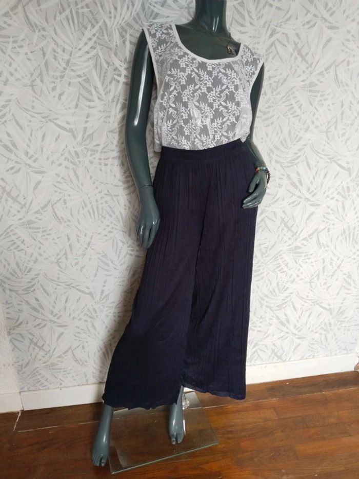 Sublime pantalon plissé jambes larges femme taille 36 38 40 42 44 46 - photo numéro 2