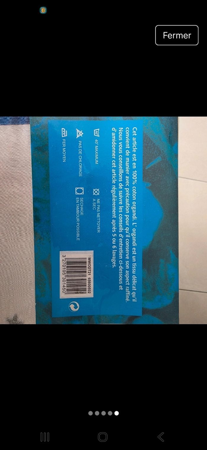 Lot nappe ronde + 4 sets de table véritable organdi - photo numéro 5