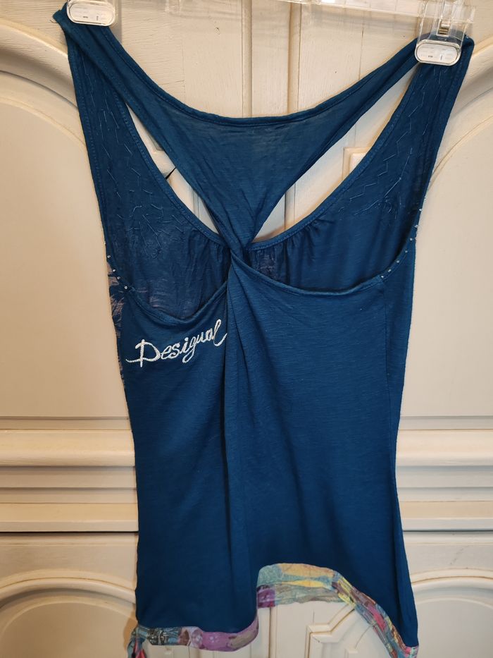 Desigual blouse debardeur bleue montgolfière ballon taille L très bon état - photo numéro 2