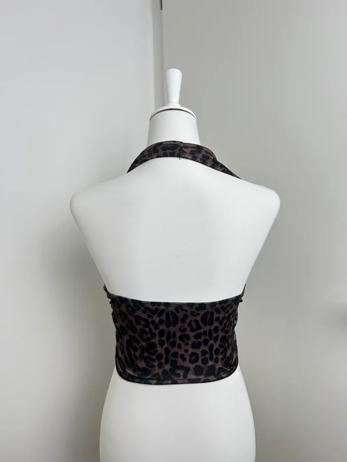 top y2k léopard marron détail anneau taille xs - photo numéro 2