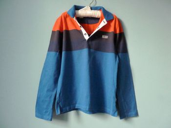 Polo garçon Hugo Boss 12 ans TBE bleu rayé manches longues